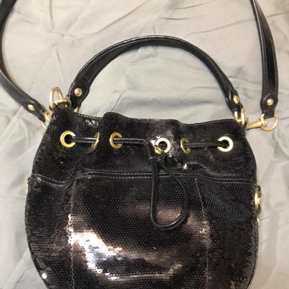 COACH.17906 Black sequin POPPY  drawstring body - Picture 1 of 3